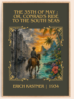 The 35th of May ; or, Conrad's ride to the South seas Classic Book Art Print by Erich Kästner – book poster