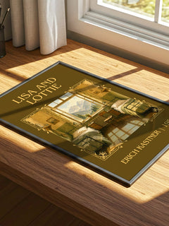 Lisa and Lottie Classic Book Art Print by Erich Kästner – print on a sunlit desk