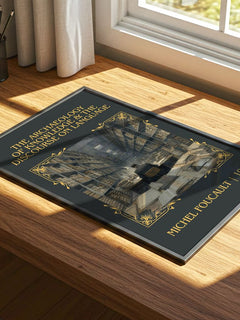 The archaeology of knowledge & The discourse on language Classic Book Art Print by Michel Foucault – print on a sunlit desk