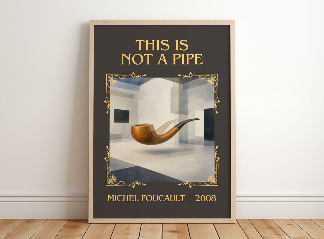 This Is Not a Pipe Classic Book Art Print by Michel Foucault – framed print leaning on a wooden floor