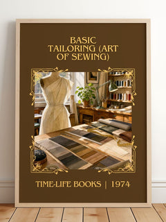 Basic Tailoring (Art of sewing) Classic Book Art Print by T. Books – framed print leaning on a wooden floor