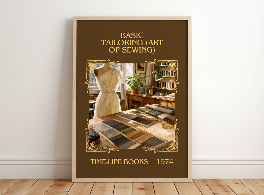 Basic Tailoring (Art of sewing) Classic Book Art Print by T. Books – framed print leaning on a wooden floor