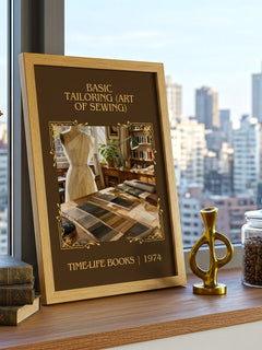 Basic Tailoring (Art of sewing) Classic Book Art Print by T. Books – framed print on a city-view windowsill