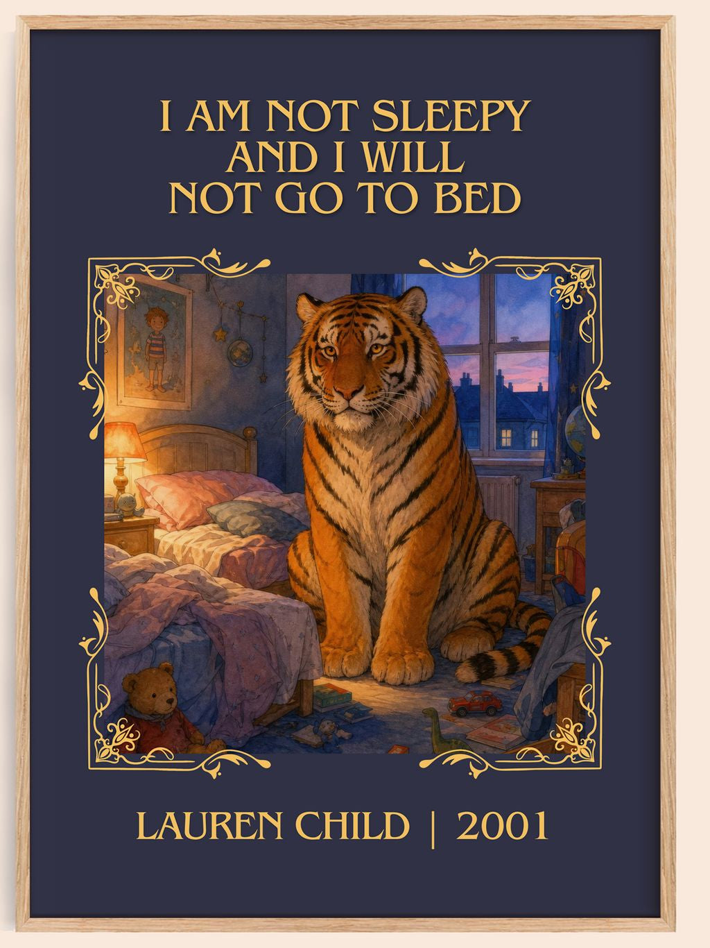 I Am Not Sleepy and I Will Not Go to Bed Classic Book Art Print by Lauren Child – book poster