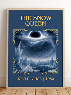 The Snow Queen Classic Book Art Print by Joan D. Vinge – framed print leaning on a wooden floor