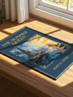 The Summer Queen Classic Book Art Print by Joan D. Vinge – print on a sunlit desk