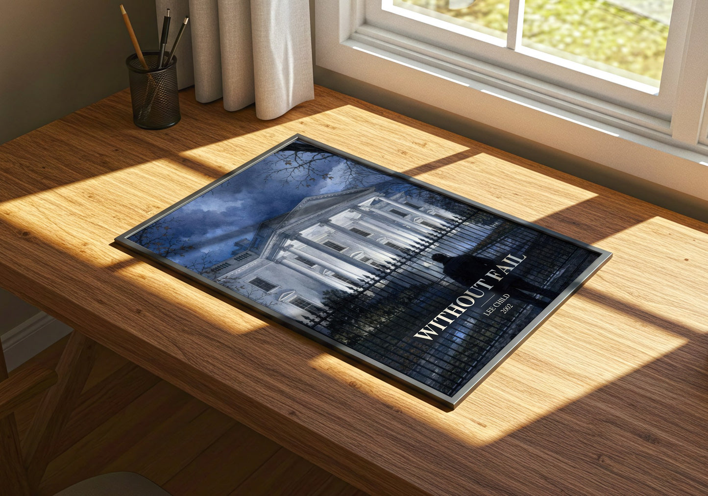 Without Fail watercolour book poster framed on wall – thriller wall art