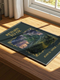 Return to Oz Classic Book Art Print by Joan D. Vinge – print on a sunlit desk