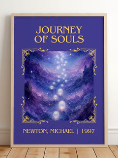 Journey of souls Classic Book Art Print by Newton, Michael – framed print leaning on a wooden floor