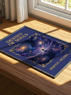Destiny of souls Classic Book Art Print by Newton, Michael – print on a sunlit desk