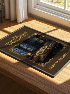 encyclopedia of serial killers Classic Book Art Print by N. Michael – print on a sunlit desk