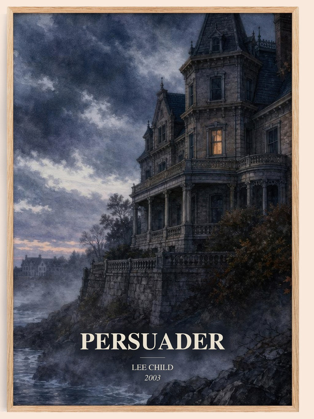 Persuader watercolour book poster by Lee Child – framed literary art print