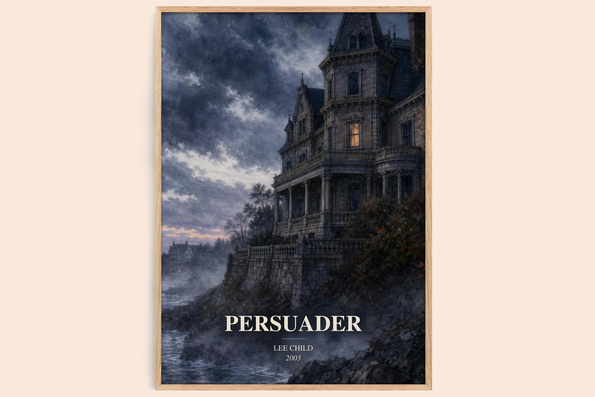 Persuader watercolour book poster by Lee Child – framed literary art print