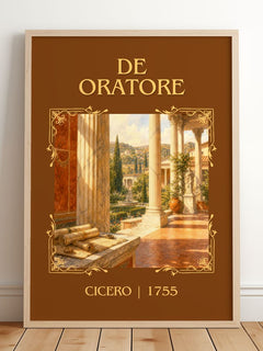 De oratore Classic Book Art Print by Cicero – framed print leaning on a wooden floor
