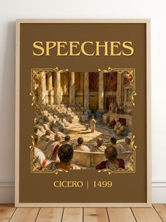 Speeches Classic Book Art Print by Cicero – framed print leaning on a wooden floor