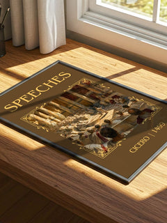 Speeches Classic Book Art Print by Cicero – print on a sunlit desk