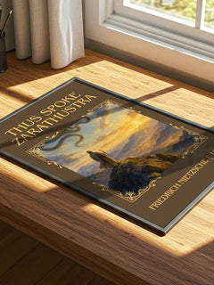 Thus Spoke Zarathustra Classic Book Art Print by Friedrich Nietzsche – print on a sunlit desk