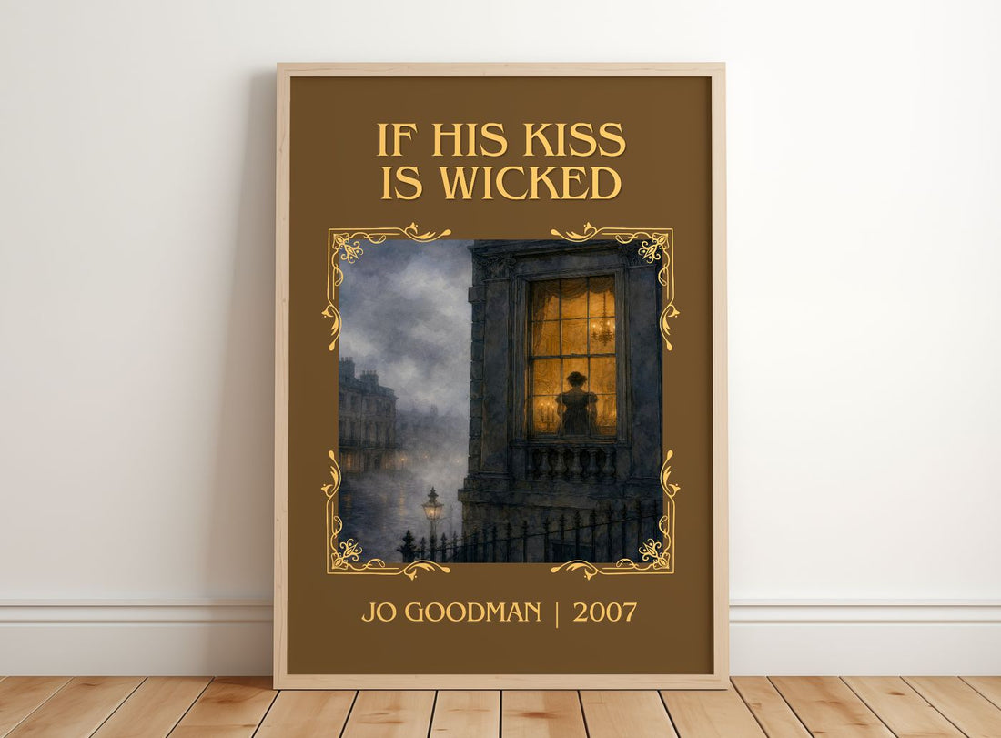 If his kiss is wicked Classic Book Art Print by Jo Goodman – framed print leaning on a wooden floor