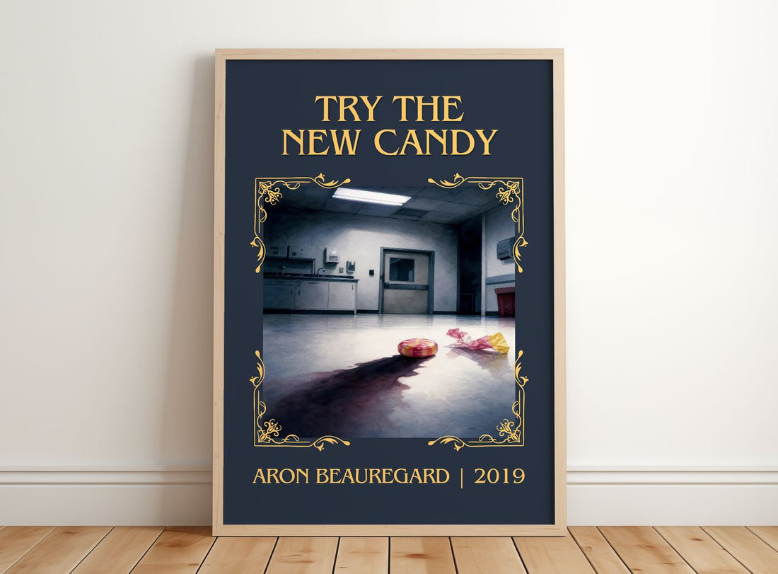 Try the New Candy Classic Book Art Print by Aron Beauregard – framed print leaning on a wooden floor