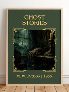 Ghost Stories Classic Book Art Print by W. W. Jacobs – framed print leaning on a wooden floor