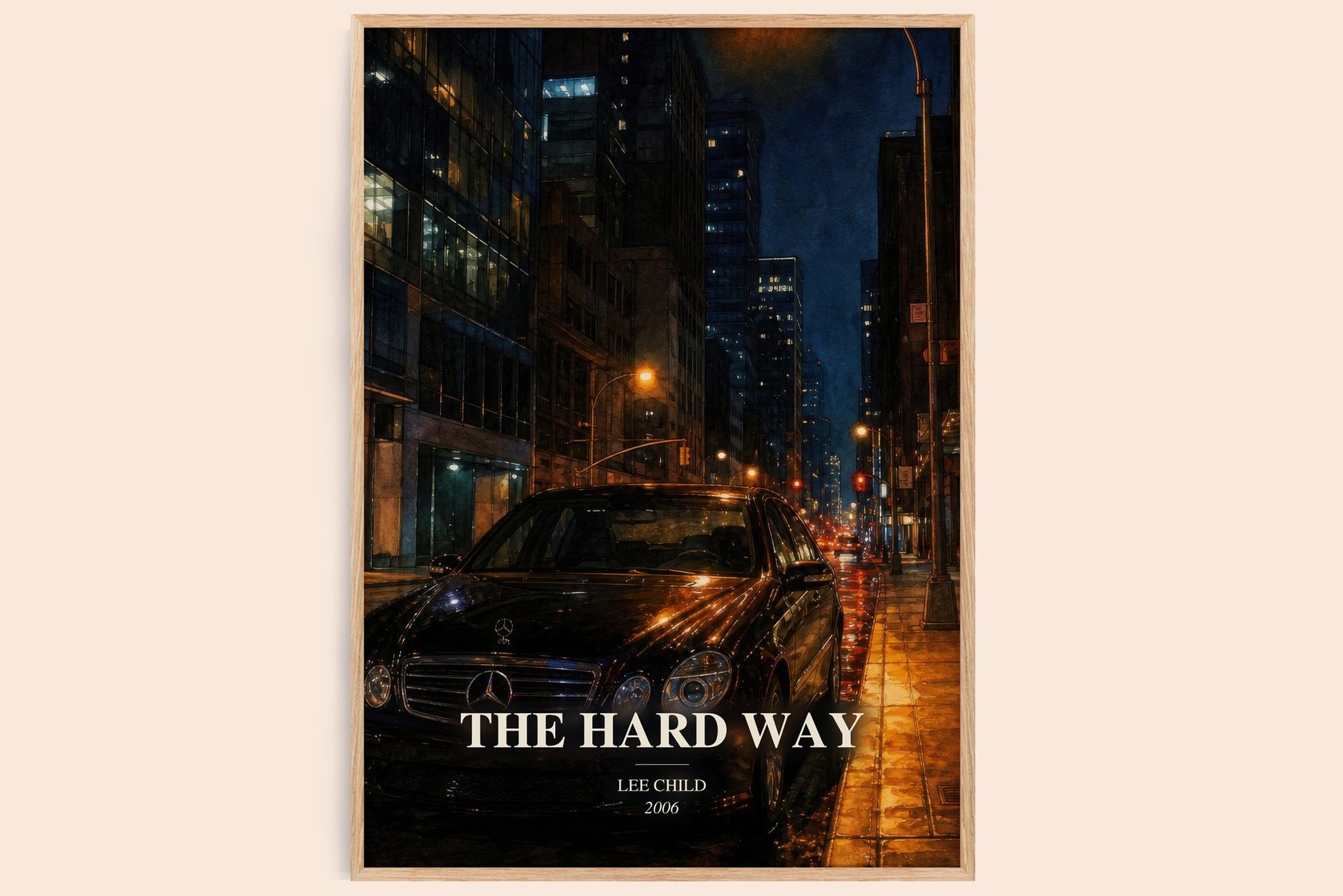 The Hard Way watercolour book poster by Lee Child – framed literary art print