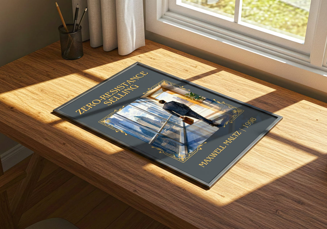 Zero-resistance selling Classic Book Art Print by Maxwell Maltz – print on a sunlit desk