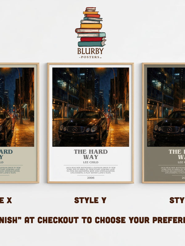 The Hard Way bookish print in frame leaning in hallway – thriller wall art