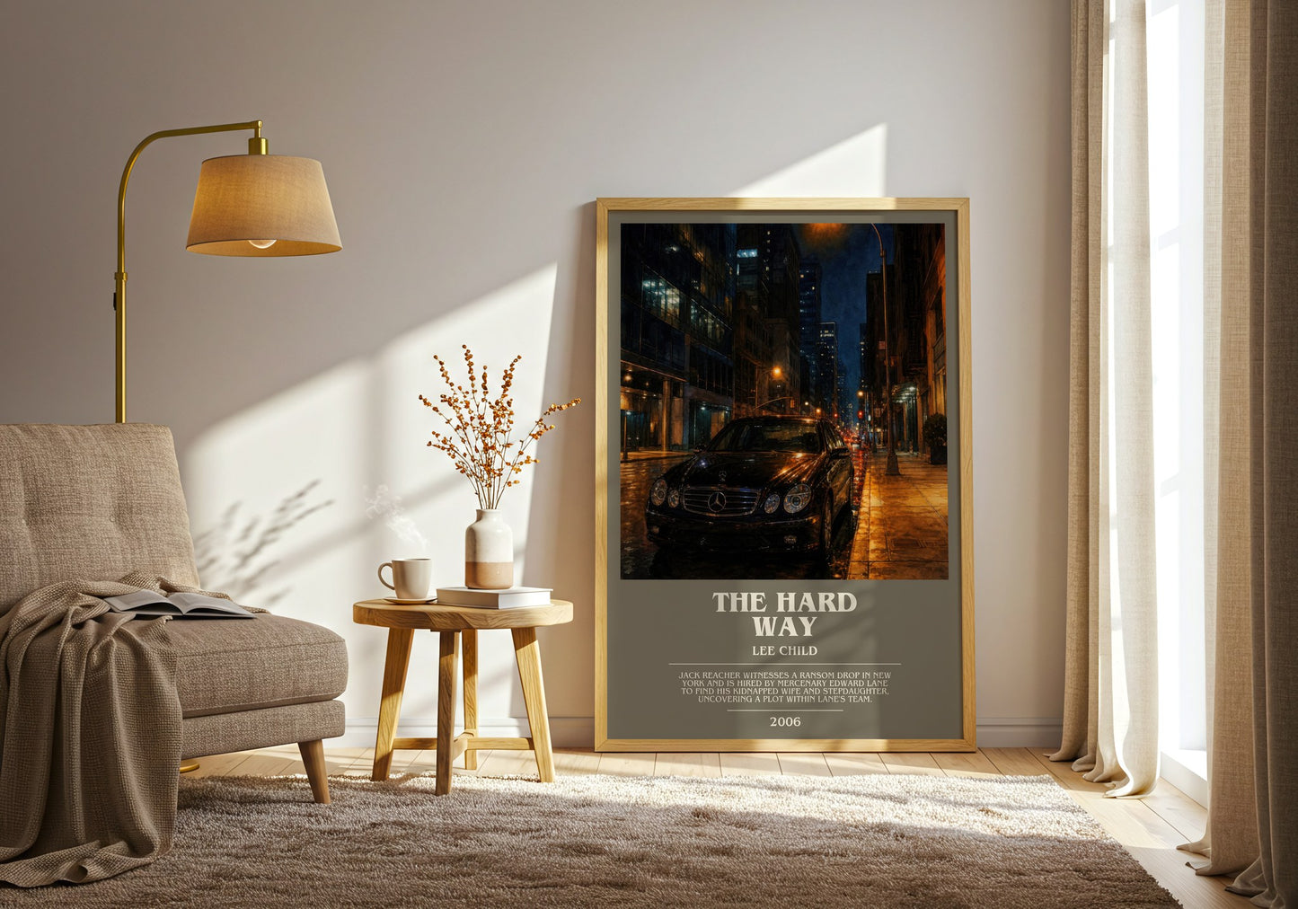 The Hard Way bookish print on bookshelf – Lee Child fan gift