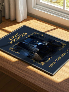 Open sources Classic Book Art Print by Linus Torvalds – print on a sunlit desk