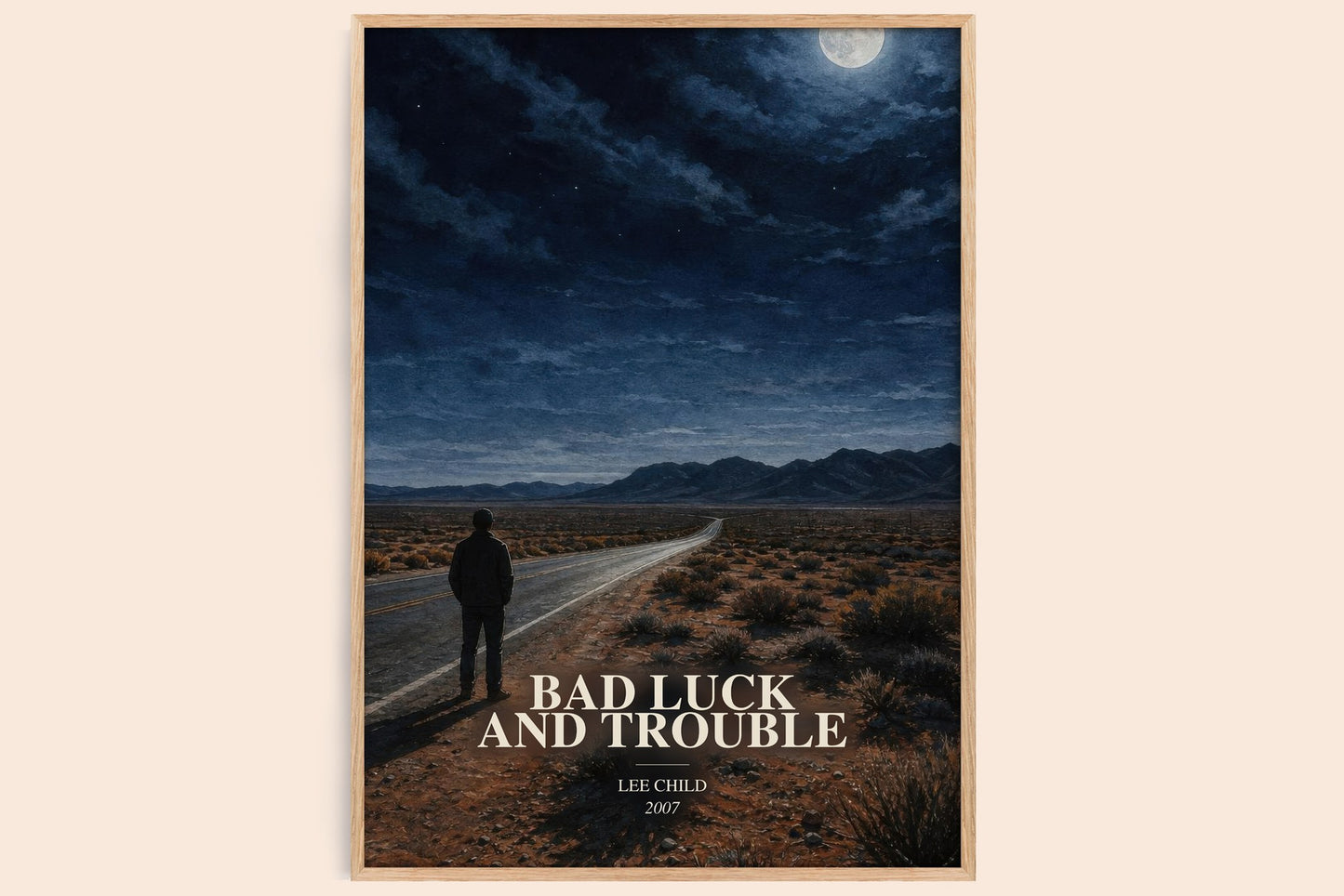 Bad Luck And Trouble watercolour book poster by Lee Child – framed literary art print