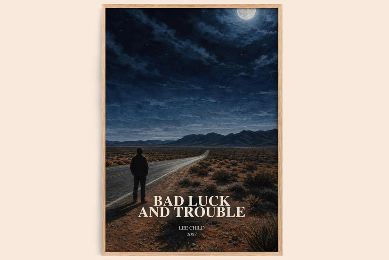 Bad Luck And Trouble watercolour book poster by Lee Child – framed literary art print