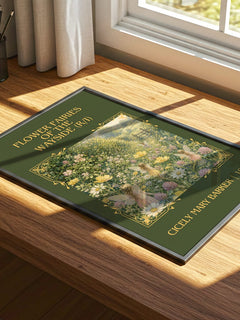 Flower Fairies of the Wayside (R/I) Classic Book Art Print by Cicely Mary Barker – print on a sunlit desk