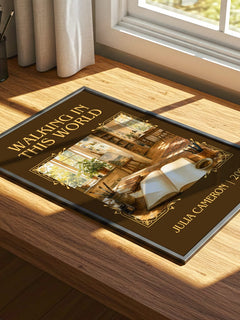 Walking in this World Classic Book Art Print by Julia Cameron – print on a sunlit desk