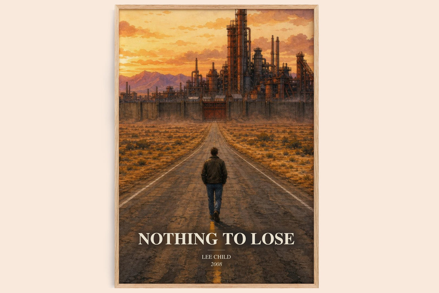 Nothing To Lose watercolour book poster by Lee Child – framed literary art print
