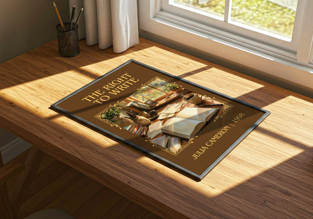 The Right to Write Classic Book Art Print by Julia Cameron – print on a sunlit desk