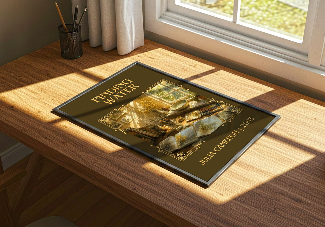 Finding water Classic Book Art Print by Julia Cameron – print on a sunlit desk
