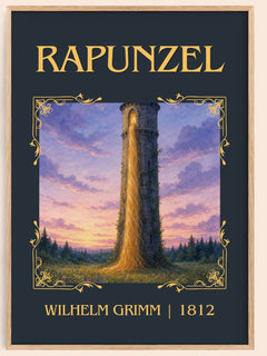 Rapunzel Classic Book Art Print by Wilhelm Grimm – book poster