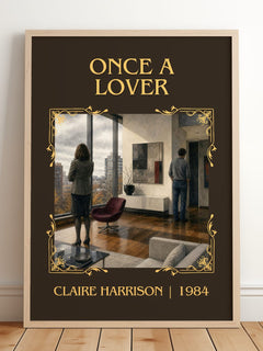 Once a lover Classic Book Art Print by Claire Harrison – framed print leaning on a wooden floor