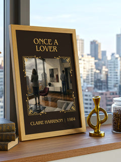 Once a lover Classic Book Art Print by Claire Harrison – framed print on a city-view windowsill