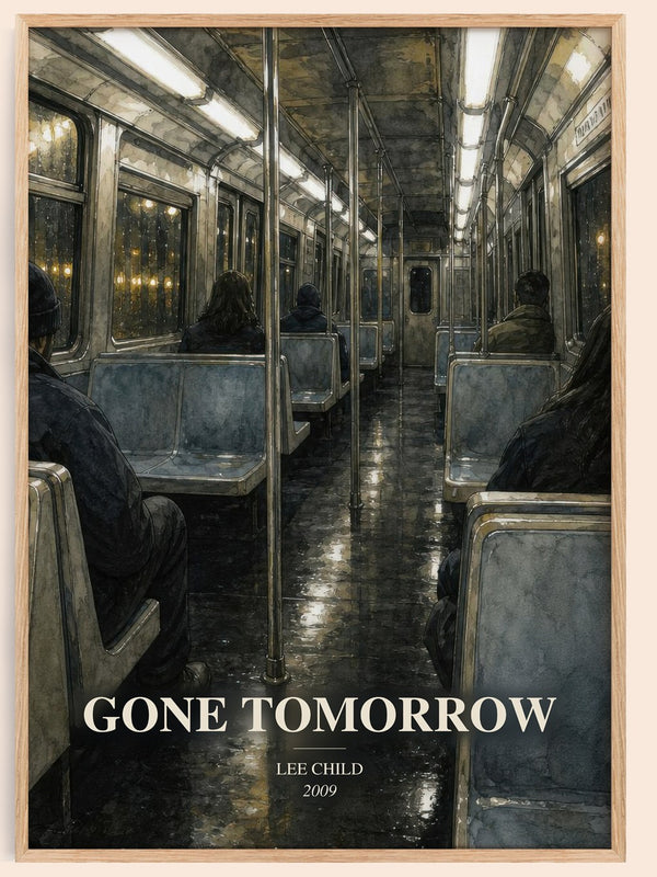 Gone Tomorrow watercolour book poster by Lee Child – framed literary art print