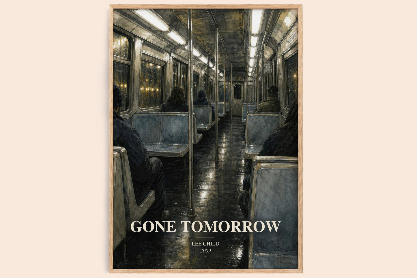 Gone Tomorrow watercolour book poster by Lee Child – framed literary art print