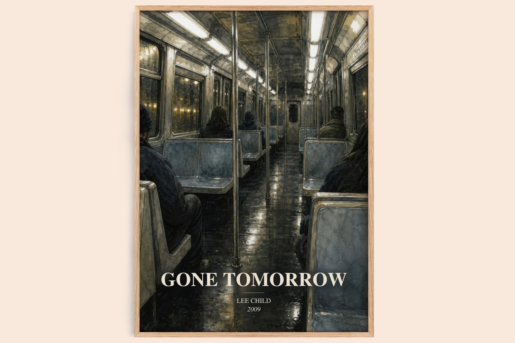 Gone Tomorrow watercolour book poster by Lee Child – framed literary art print