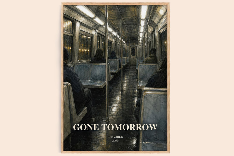 Gone Tomorrow watercolour book poster by Lee Child – framed literary art print