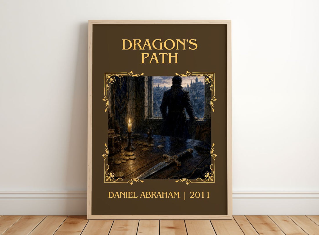 Dragon's Path Classic Book Art Print by Daniel Abraham – framed print leaning on a wooden floor