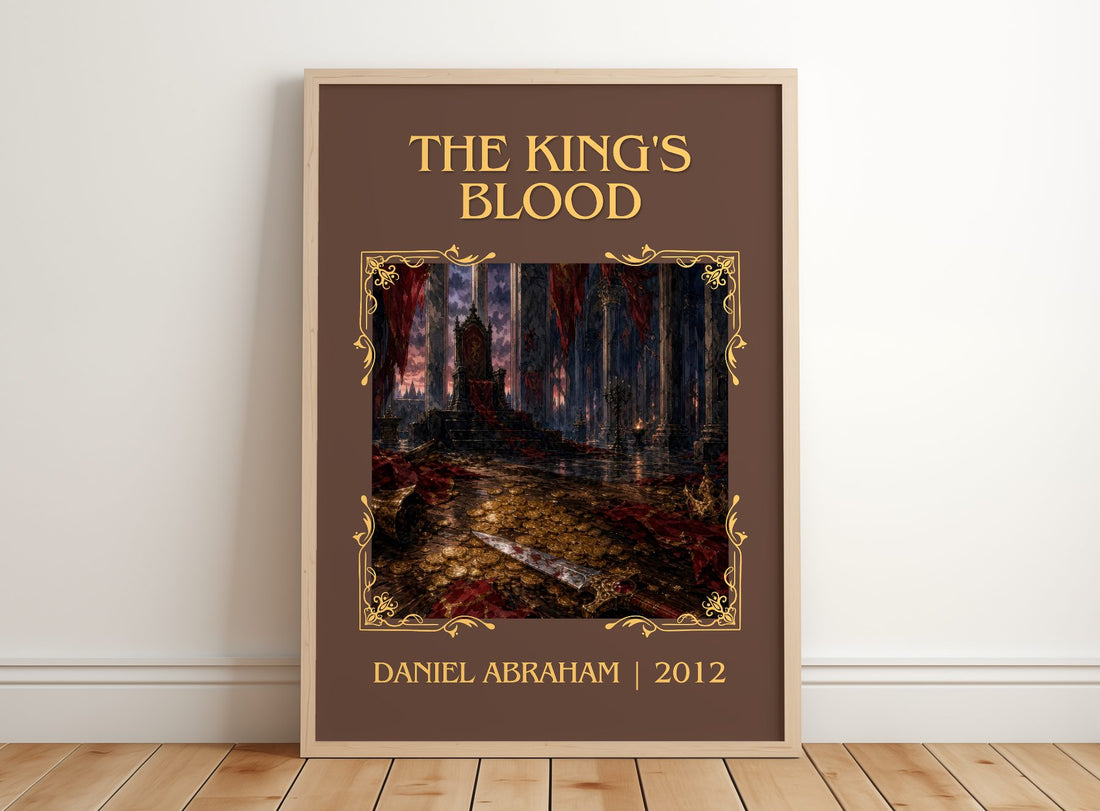 The king's blood Classic Book Art Print by Daniel Abraham – framed print leaning on a wooden floor