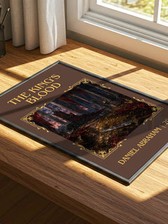 The king's blood Classic Book Art Print by Daniel Abraham – print on a sunlit desk