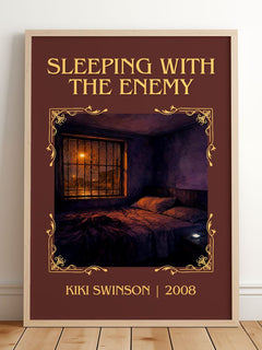 Sleeping with the enemy Classic Book Art Print by Kiki Swinson – framed print leaning on a wooden floor