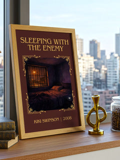 Sleeping with the enemy Classic Book Art Print by Kiki Swinson – framed print on a city-view windowsill