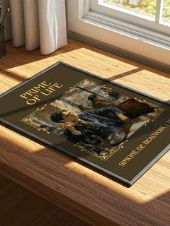 Prime of Life Classic Book Art Print by Simone de Beauvoir – print on a sunlit desk