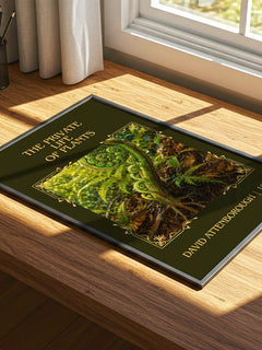 private life of plants Classic Book Art Print by David Attenborough – print on a sunlit desk